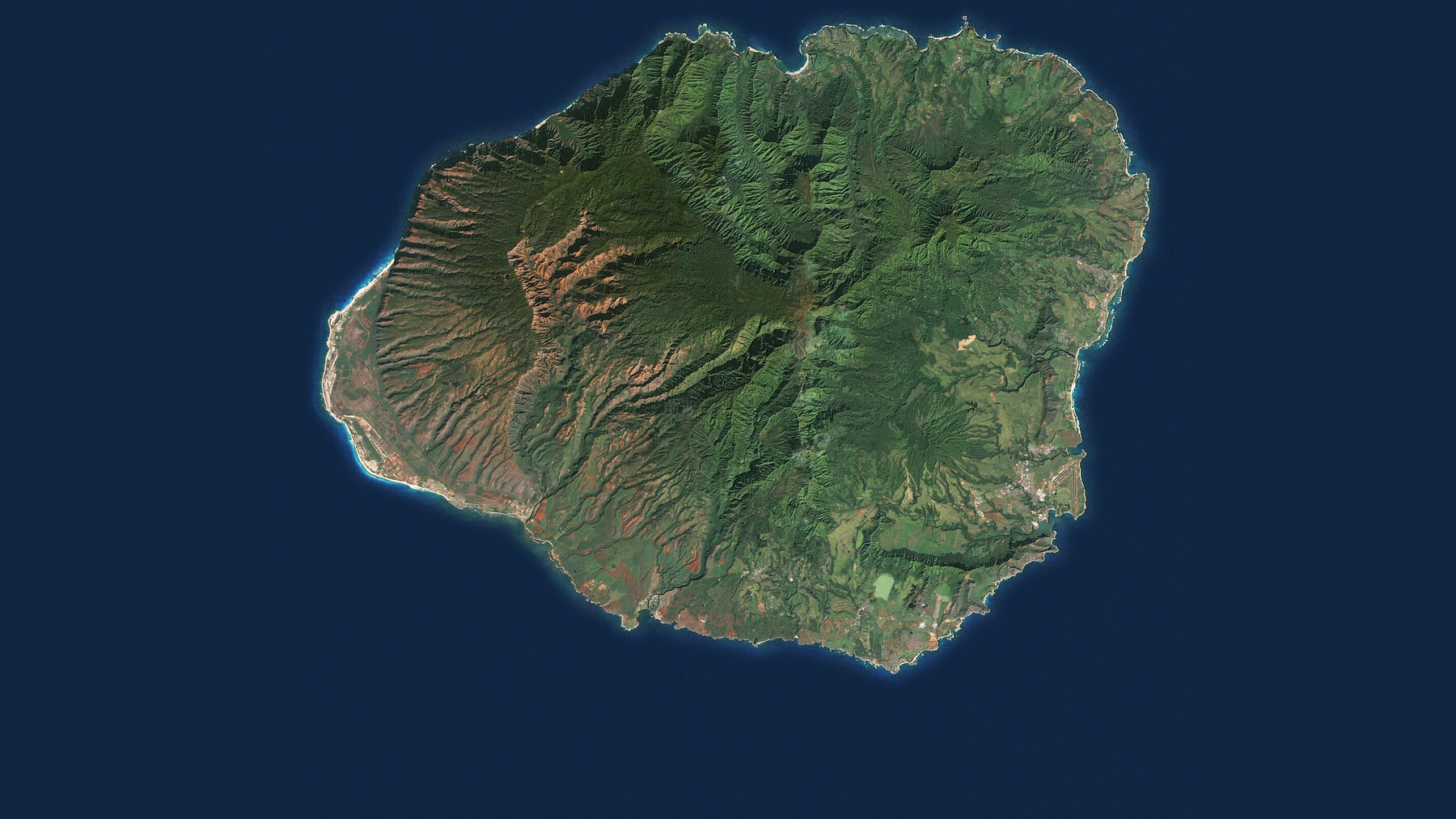 Cloud-free Landsat mosaic image of Kauaʻi